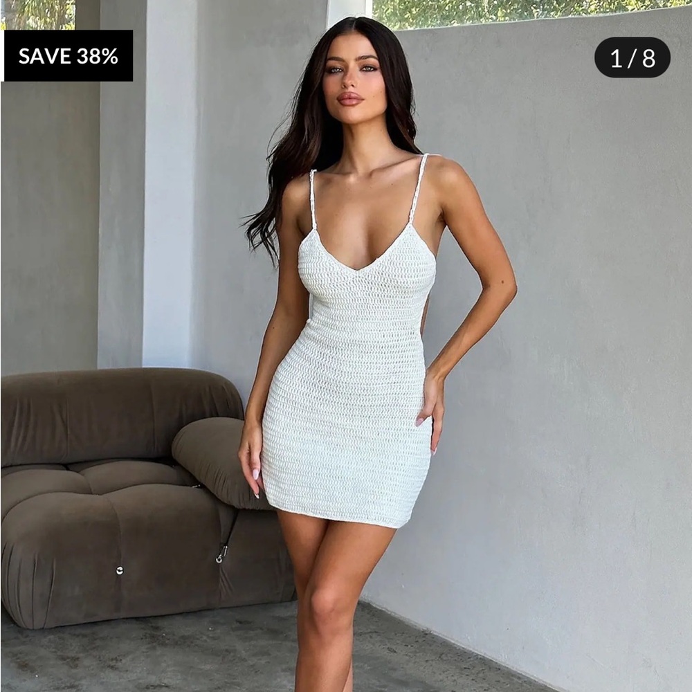 Tiger mist Tory dress white crochet xs